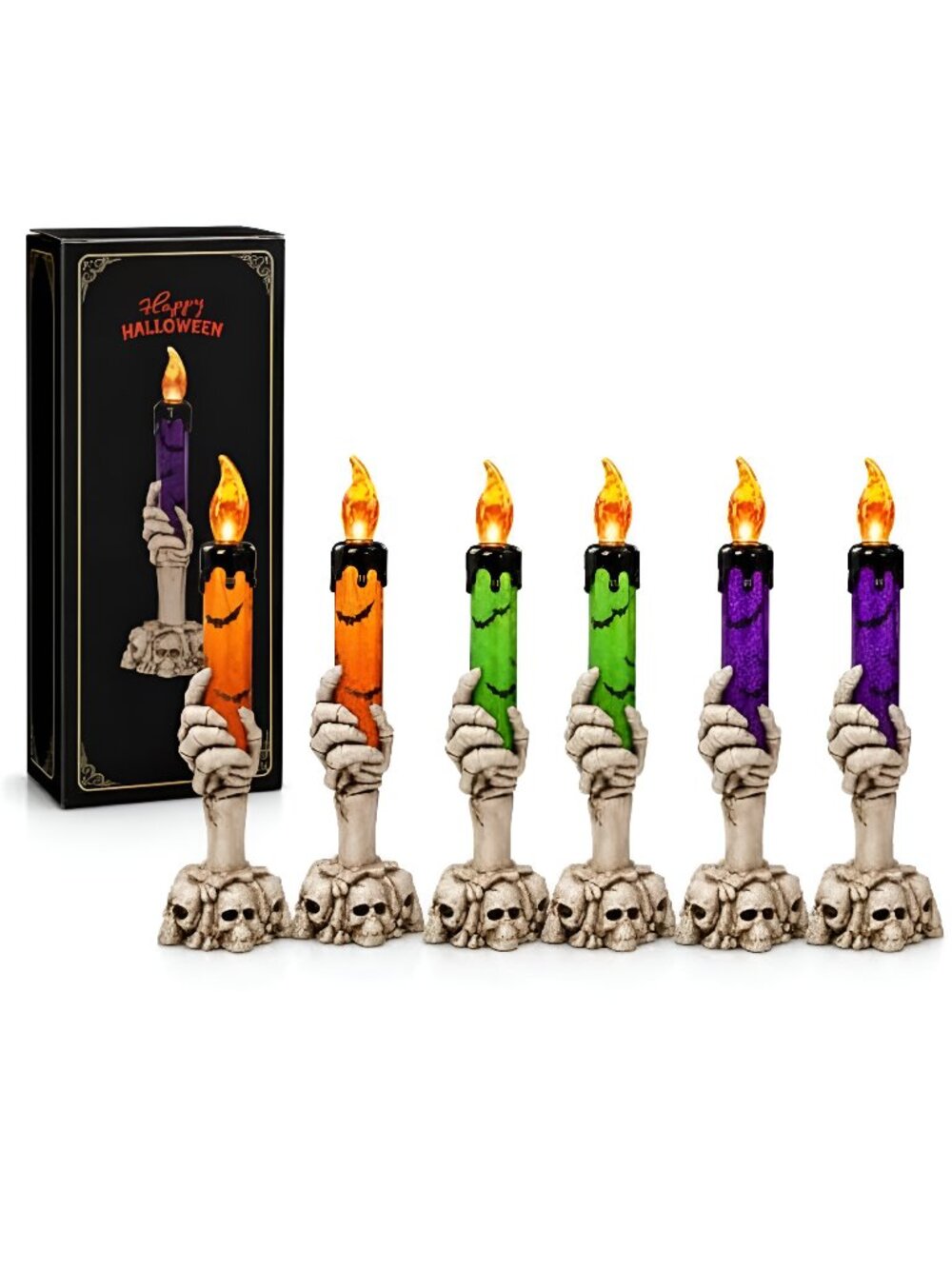 Halloween Flameless Candles, 6 Pack Waterproof LED, Indoor/Outdoor Decor